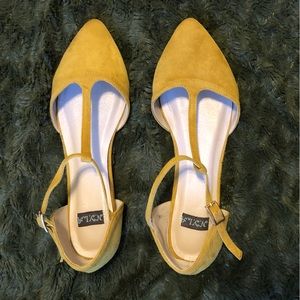 Modcloth Mustard Yellow T Strap Flats